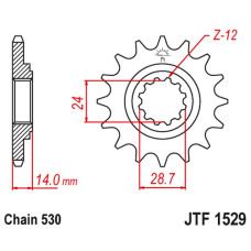 Jt передня зірка 2077 16 kawasaki zrx 1100/1200 '97-06 (207716jt) (ланцюг 530)