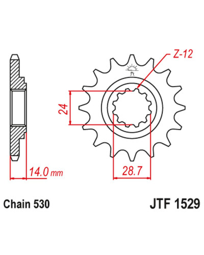 Jt передня зірка 2077 16 kawasaki zrx 1100/1200 '97-06 (207716jt) (ланцюг 530)