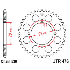 Jt задня зірка 476 45 kawasaki gpz 250 '83-85', z 250/400/440/500/550 '78-85' (47645jt) (ланцюг530)