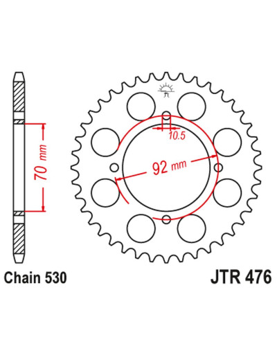 Jt задня зірка 476 45 kawasaki gpz 250 '83-85', z 250/400/440/500/550 '78-85' (47645jt) (ланцюг530)