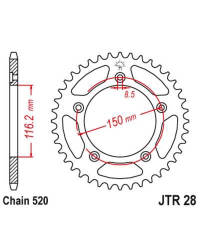 Jt задняя звезда 4329 42 aprilia rs 250 '95-04' (432942jt) (цепь520)