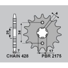 Pbr передняя звезда 217516 (2175 16) swm 125 ace of spades '22, varez '17-'21, rs125r '15-'21, sm125r '16-'21 (цепь: 428)