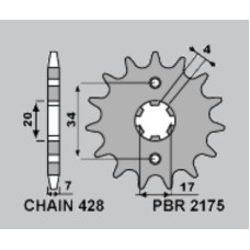 Pbr передня зірка 217516 (2175 16) swm 125 ace of spades '22, varez '17-'21, rs125r '15-'21, sm125r '16-'21 (ланцюг: 428)
