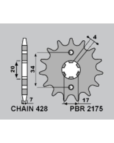 Pbr передня зірка 217516 (2175 16) swm 125 ace of spades '22, varez '17-'21, rs125r '15-'21, sm125r '16-'21 (ланцюг: 428)