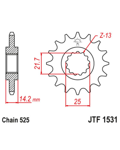 Jt передня зірка 2083 15 kawasaki zr 750 '95-99' (208315jt) (ланцюг 525)