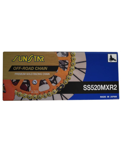 Sunstar цепь приводная 520mxr2-114g motocross do 500 ccm, золотая (38,4kn) (520ert3) открытая + застежка - ss520mxr1-114g - made in japan -