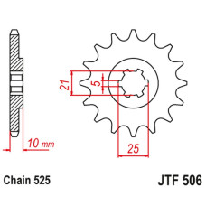 Jt передняя звезда 506 14 kawasaki s1 250 '73-75' kh 250 '75-82' (50614jt) (цепь 525)
