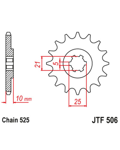 Jt передняя звезда 506 14 kawasaki s1 250 '73-75' kh 250 '75-82' (50614jt) (цепь 525)