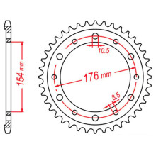 Mtx parts задня зірка 4434 43 honda vfr750, vfr800 v-tec '02-'14, vfr800x crossrunner '11-'15 (jtr1340.43) (ланцюг 530)