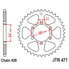 Jt задня зірка 471 45 kawasaki ke 125 '76-87', ke 175 '76-78' (47145jt) (ланцюг428) 