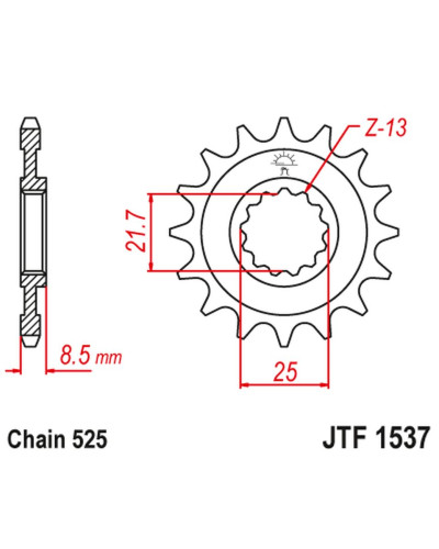 Jt передняя звезда 2137 18 kawasaki zx10r '04-'18 (213718jt) (цепь 525)
