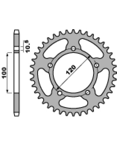 Pbr задня зірка 4363 44 c45 aprilia 750 sl shiver 07-16 (jtr702.44) (ланцюг 525)