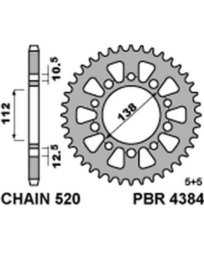 Pbr задняя звезда 4384 41 c45 honda 500f/r/x 13-16 (jtr1316.41)