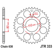Jt задняя звезда 333 43 honda cb 750 f '77-80' (33343jt) (цепь630)