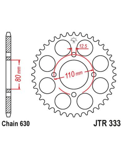 Jt задняя звезда 333 43 honda cb 750 f '77-80' (33343jt) (цепь630)