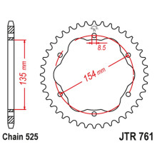 Jt задня зірка 4522 39 ducati monster 1200/s '14-20, panigale 1103 '18, panigale 1199/1299 '12-19, diavel 1198 '11-18 (адаптер jta760b  jta770b) (452239jt) (ланцюг 525)