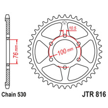 Jt задня зірка 816 50 suzuki gs 550 '78-82 (81650jt) (ланцюг 530)