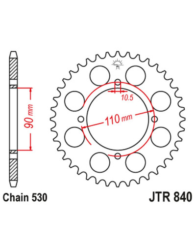 Jt задня зірка 854 35 yamaha xs 400 '82-83, xs 250 '82, (84035jt) (ланцюг 530)