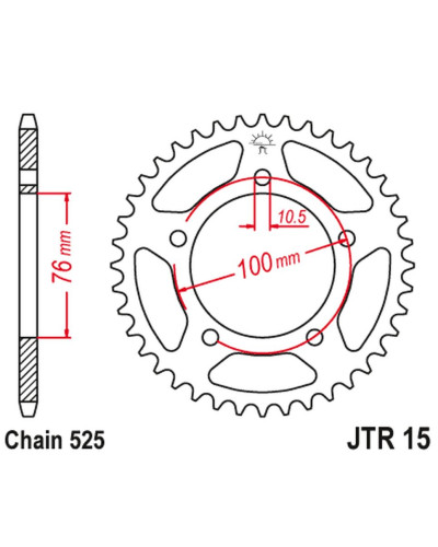 Jt задняя звезда 4456 43 benelli leoncio 500 '18-'20 (445643jt) (цепь 525) (oem: 60002p100000)