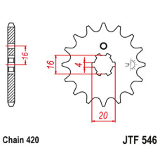 Jt передня зірка 560 16 kawasaki kx 65/80/85 (56016jt) (ланцюг 420) (+2)