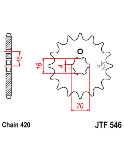 Jt передня зірка 560 16 kawasaki kx 65/80/85 (56016jt) (ланцюг 420) (+2)
