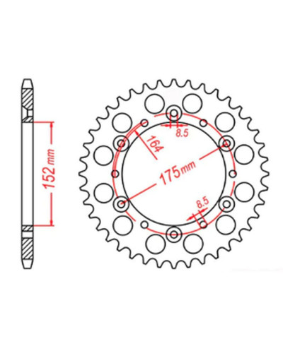 Mtx parts задня зірка 856 42 yamaha tt600r '98-'03, tt600s '93-'95, yfz 350 banshee`89-06 (jtr853.42) (ланцюг 520)