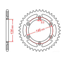 Mtx parts задня зірка 808 44 suzuki rm/rmz (jtr808.44) (ланцюг 520)