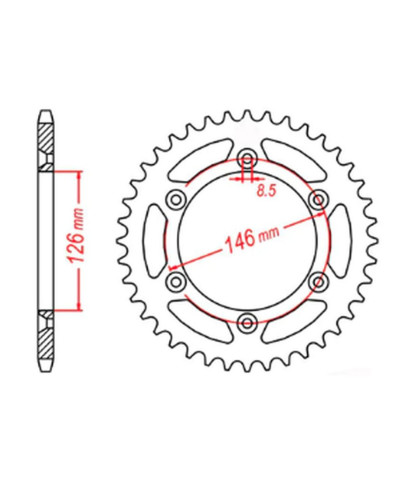 Mtx parts задня зірка 808 44 suzuki rm/rmz (jtr808.44) (ланцюг 520)