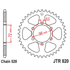 Jt задня зірка 829 42 suzuki dr 250 '82-87, sp 250 '82-85, dr 370 '78-79, sp 370 '77-82 (82942jt) (ланцюг. 520)