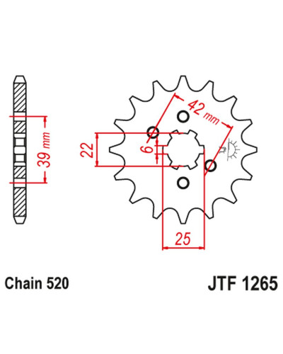Jt передняя звезда 265 13 honda xl 250s '78-'81, xl 250k '76-'77 (26513jt) (цепь 520)