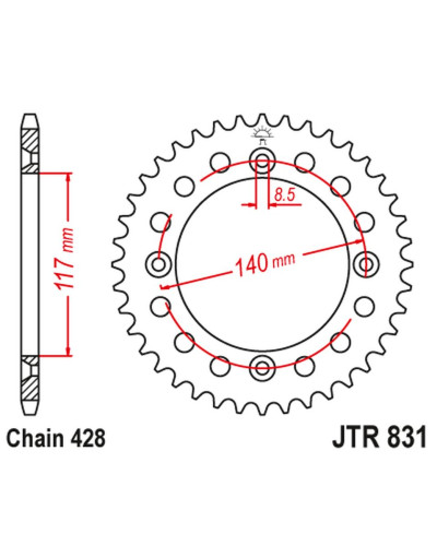 Jt задня зірка 831 46 yamaha yz 80l/s '84, '86-92 (83146jt) (ланцюг 428)