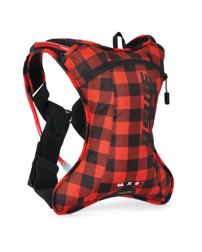 Uswe camel bag outlander xc 2 flannel, цвет черный/красный, для мото/велосипеда, объем жидкости 1,5л (рюкзак 2л).