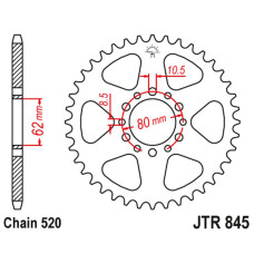 Jt задня зірка 845 40 yamaha yz 100 '76-77, sr 250 '85-96 (84540jt) (ланцюг 520) 