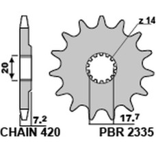 Pbr передня зірка 2335 14 18nc yamaha yz 65 18-20 (ланцюг 420) (jtf1558.14)