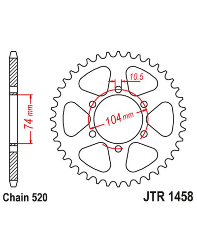 Jt задня зірка 475 40 kawasaki kl 250 '77-78', ke 250 '77-79' (47540jt) (ланцюг520)