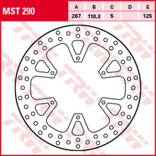 Trw zf гальмівний диск зад ktm 1050 adv '15-'16, 1090 adv/r '17-'19, 1190 adv/r '13-'16, 1290 super adventure/r/s/t '17-, (267x110x5mm)