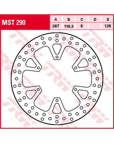 Trw zf гальмівний диск зад ktm 1050 adv '15-'16, 1090 adv/r '17-'19, 1190 adv/r '13-'16, 1290 super adventure/r/s/t '17-, (267x110x5mm)