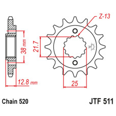 Jt передняя звезда 511 16 kawasaki klr 650 '90-'14 (51116jt) (цепь 520)