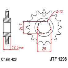 Jt передня зірка 2048 17 honda cbr 250 '90-00' vt/vtr 250 '89-90' (204817jt) (ланцюг 428)
