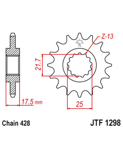 Jt передня зірка 2048 17 honda cbr 250 '90-00' vt/vtr 250 '89-90' (204817jt) (ланцюг 428)