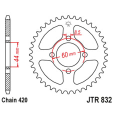 Jt задня зірка 832 50 yamaha dt 50/ty 50 '78-81, dt 50r '97-98, dt 50mx '88-, (83250jt) (ланцюг 420)
