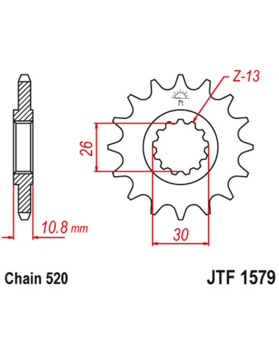 Jt передня зірка 579m 17 yamaha yzf r1 '98-21', fz-1 '10-15' (579m17jt) (ланцюг 520) 