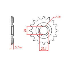 Mtx parts передня зірка 2103 12 yamaha yzf 250 '01-'17, wr 250f '01-'17 (jtf1590.12) (ланцюг 520) (jtf1590.12)