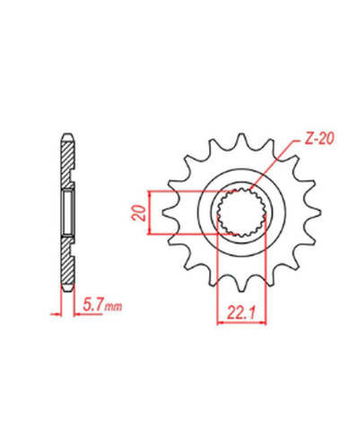 Mtx parts передня зірка 2103 12 yamaha yzf 250 '01-'17, wr 250f '01-'17 (jtf1590.12) (ланцюг 520) (jtf1590.12)