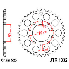 Jt задняя звезда 4350 40 honda cb 500 '94-'03, cb 750f '93-'03 (435040jtzbk) (цепь 525)