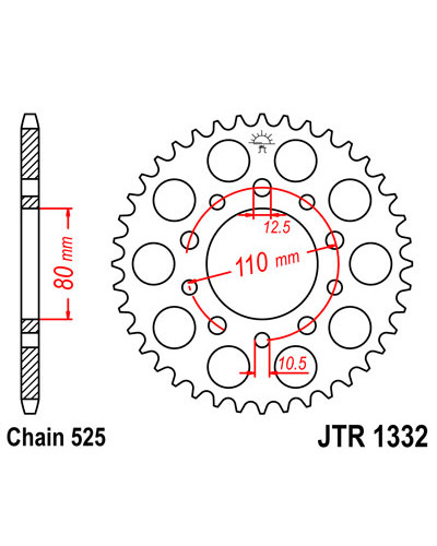 Jt задняя звезда 4350 40 honda cb 500 '94-'03, cb 750f '93-'03 (435040jtzbk) (цепь 525)