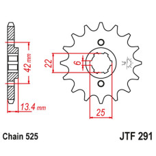 Jt передня зірка 291 17 honda cb 450s '86-'89 (29117jt) (ланцюг 525)