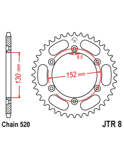 Jt задняя звезда 4500 48 bmwg 450x '08-11 (450048jt) (цепь 520)
