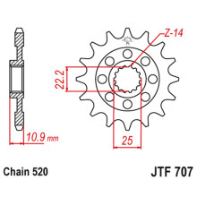 Jt передня зірка 2145 14 aprilia 450/550 rxv-sxv 06-12 (214514jt) (ланцюг520)
