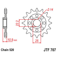 Jt передняя звезда 2145 14 aprilia 450/550 rxv-sxv 06-12 (214514jt) (цепь520)